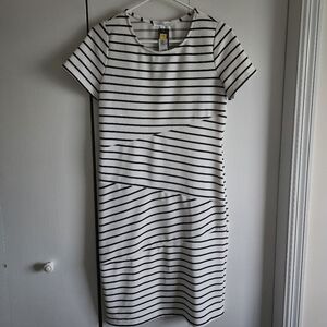 DownEast Black and White Striped Midi Dress